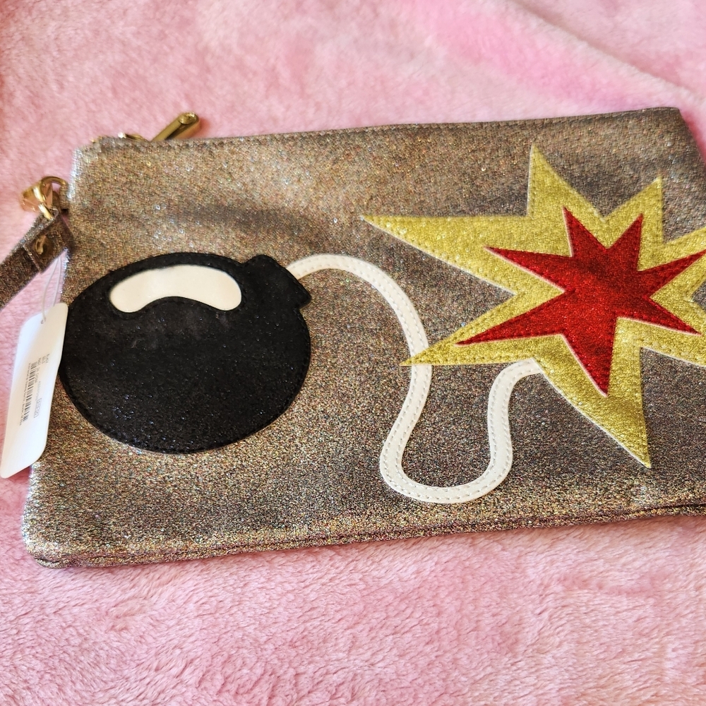 Charming Charlie Glitter Clutch with Bomb Design